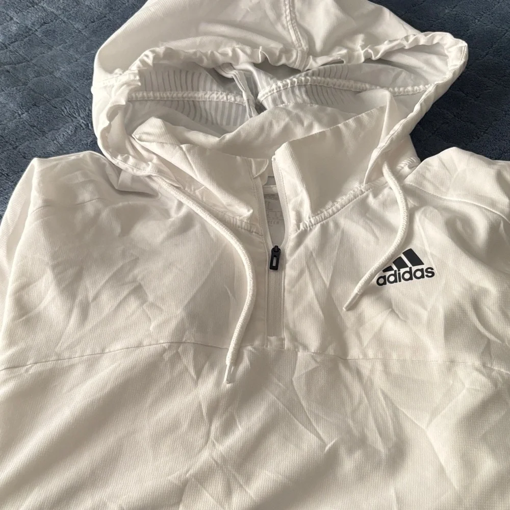 Adidas White Quarter-Zip Hoodie